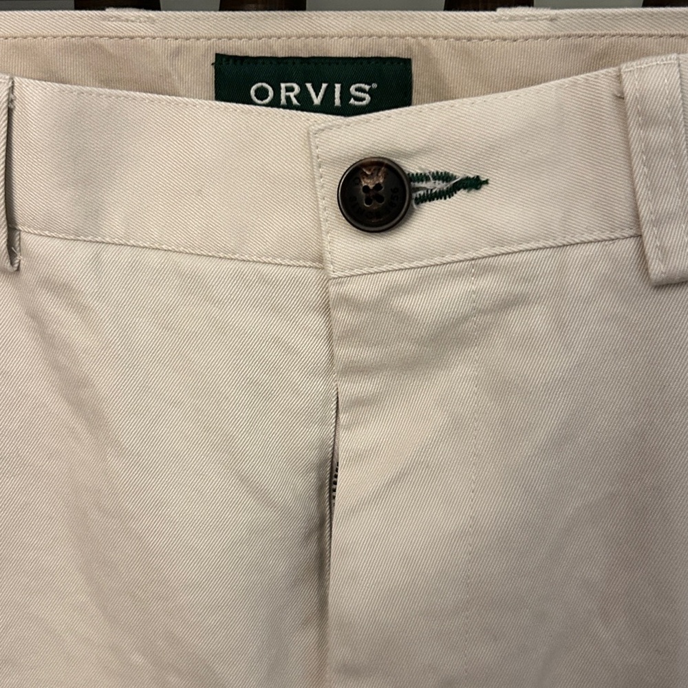 Orvis Men's Tan Khaki Pants 32 x 34 L Long EUC - Picture 2 of 7